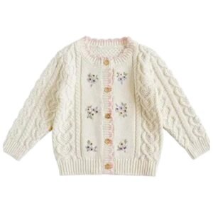 Wapora Elegant Floral Knit Cardigan Cozy Stylish for Kids