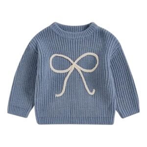 Wapora Cozy Knit Bow Sweater Stylish Warm for Kids